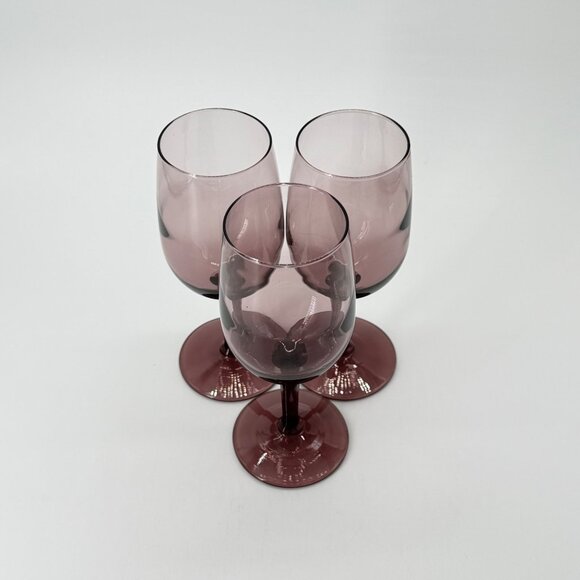 Libbey Purple Wine Glasses Set Of 3 - Vintage Style With Elegant Stemware For Co - Picture 3 of 7